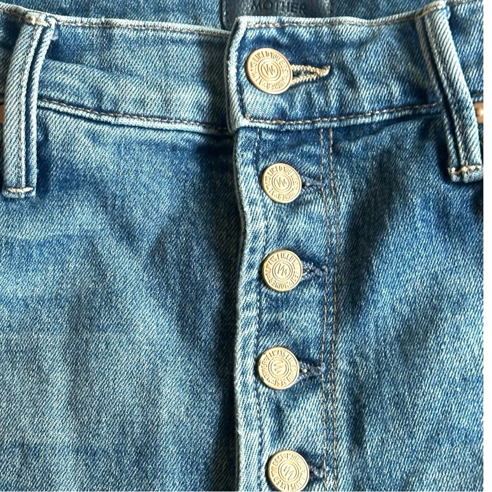 MOTHER High Rise Light Blue Button-Fly Jeans - Picture 12 of 16